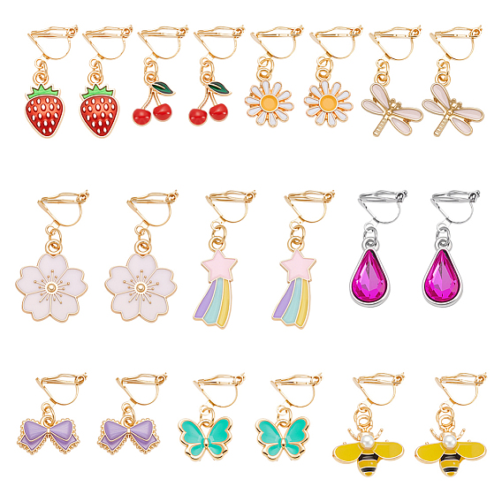 12пара 304 клипса из нержавеющей стали, с подвесками из эмали и сплава , разнообразные, золотые и нержавеющая сталь цвет