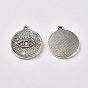 Tibetan Style Alloy Pendants, Flat Round with Eye