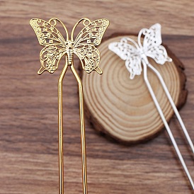 Ancient Style Brass Hair Fork Finding, for DIY Jewelry Accessories, Butterfly