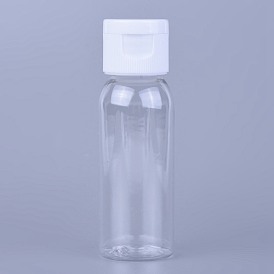 Botella de tapa abatible recargable de plástico transparente para mascotas, con tapa de rosca de plástico pp, hombro redondo