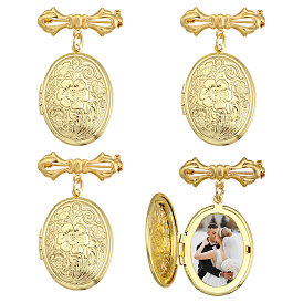 4шт латунный медальон кулон брошь для свадебного фото, булавки для килта с бантом, овальные с цветком