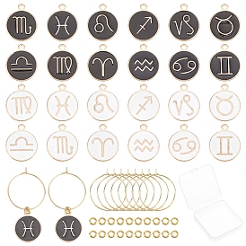 SUNNYCLUE DIY 12 Constellations Pendant Wine Glass Charm Tags Making Kit, Including Alloy Enamel Pendants, Brass Wine Glass Charm Rings & Jump Rings