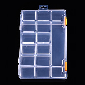 Rectangle Polypropylene(PP) Bead Storage Container, with Hinged Lid and 12+3 Compartments, for Jewelry Small Accessories