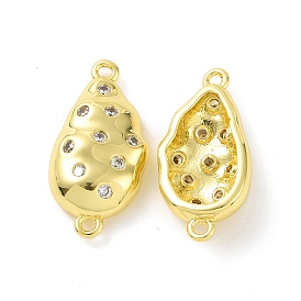 Rack Plating Eco-Friendly Brass Micro Pave Cubic Zirconia Connector Charms, Long-Lasting Plated, Lead Free & Cadmium Free, Potato