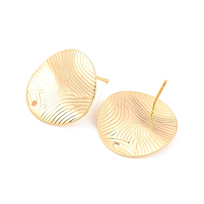 Rack Plating Brass Stud Earring Findings, Textured, Flat Round