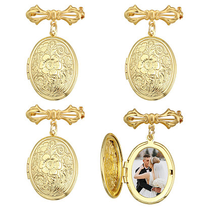 4шт латунный медальон кулон брошь для свадебного фото, булавки для килта с бантом, овальные с цветком