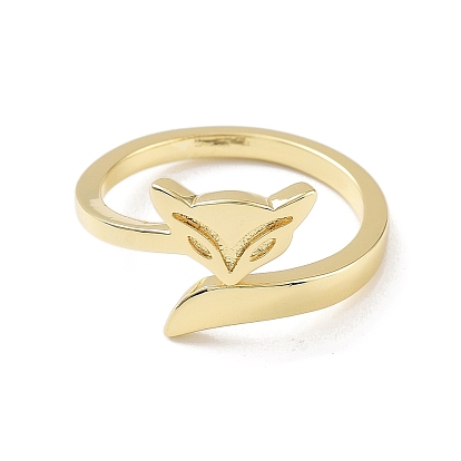 Brass Open Cuff Rings for Women, Fox Shape