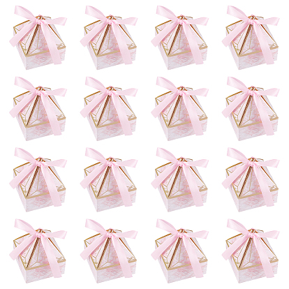 Бумажные коробки для упаковки конфет в форме ромба, с лентой, подарочная коробка для счастливого дня свадьбы