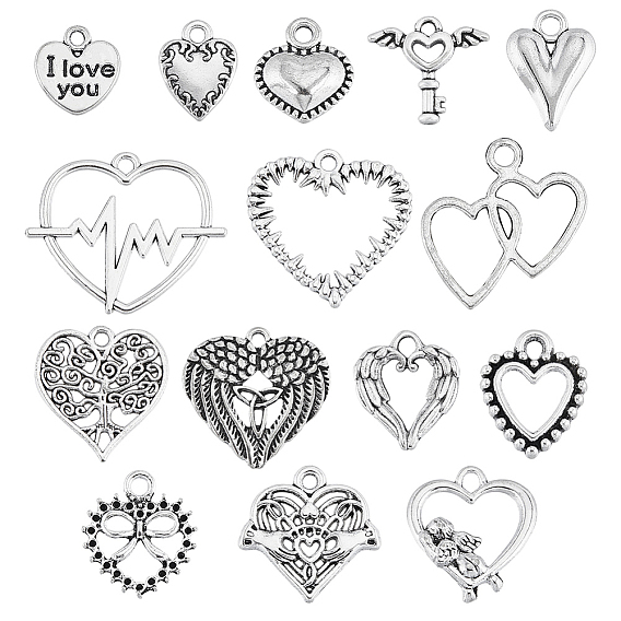 90 шт 15 подвески из сплава в тибетском стиле, шарма сердца