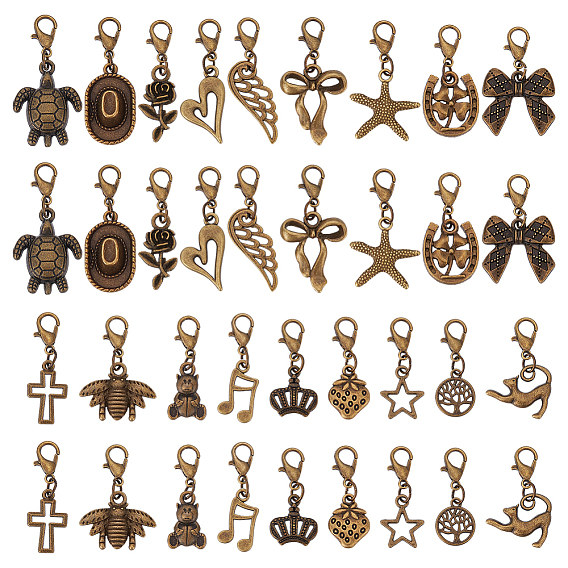 36шт 18 стили подвески из сплава украшения, разнообразные, Сплав с когтем омара
