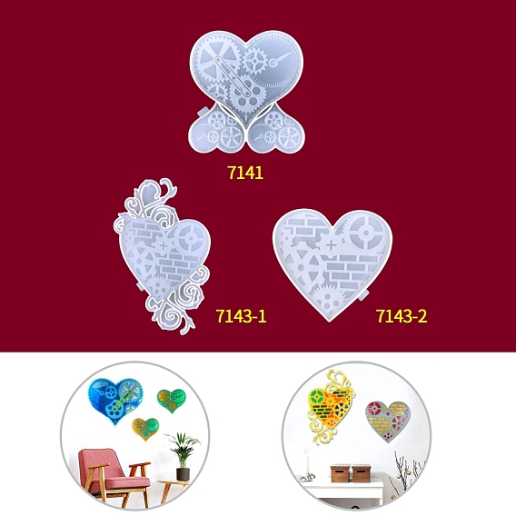 Силиконовые формы для украшения стен своими руками с шестернями, формы для литья смолы, для уф-смолы, изготовление изделий из эпоксидной смолы, День Святого Валентина тема