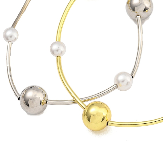 Стойки из латуни и АБС-пластика жемчужные бусины круглые цепочки для женщин, без кадмия и без свинца, долговечный