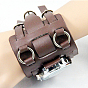 Punk Rock Leather Watch Bracelet, Quartz Watch with Alloy Findings, 280x75mm
