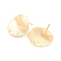 Rack Plating Brass Stud Earring Findings, Textured, Flat Round