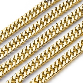 Ion Plating(IP) 201 Stainless Steel Cuban Link Chains, Diamond Cut Chains, Unwelded