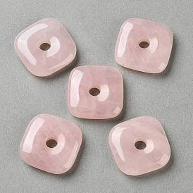 Natural Madagascar Rose Quartz Pi Disc Pendants, Square Charms