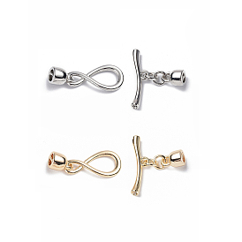 Rack Plating Brass Toggle Clasps, Long-Lasting Plated, Infinity