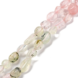 Natural Prehnite & Rose Quartz Beads Strands, Nuggets, Tumbled Stone