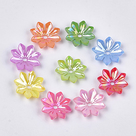 Opaque AS Plastic Bead Caps, Pearlized, Flower