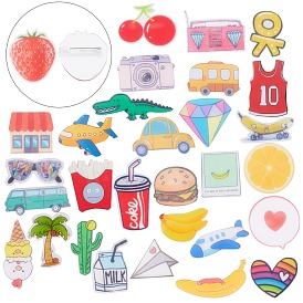 Acrylic Safety Brooches, with Iron Pin, Mixed Shapes
