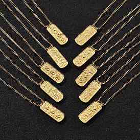 304 ожерелья с прямоугольными цифрами из нержавеющей стали, реальный 18 k позолоченный