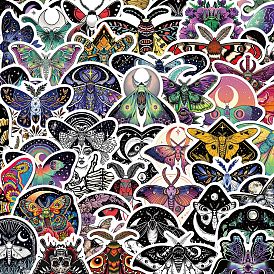 50Pcs PVC Adhesive Waterproof Stickers Self-Adhesive Stickers, Moth & Moon, for DIY Photo Album Diary Scrapbook Decoration