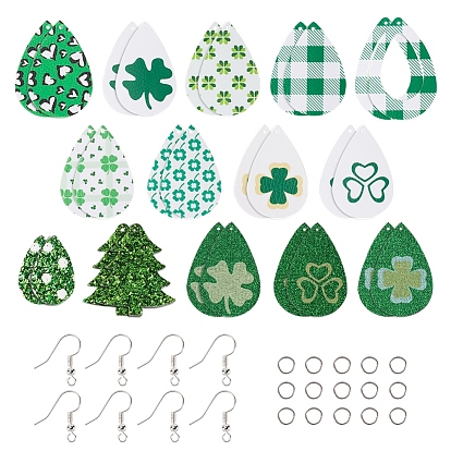 DIY Dangle Earring Making, with PU Leather Big Pendants, Iron Jump Rings and Brass Earring Hooks
