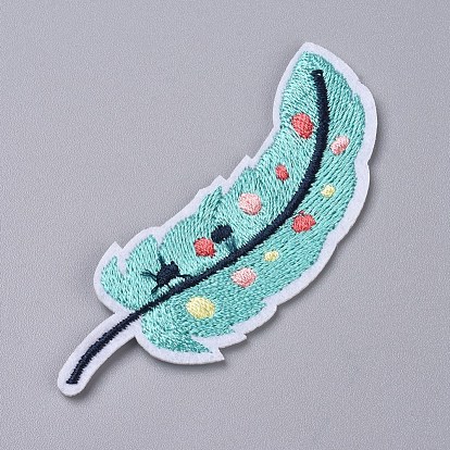 Computerized Embroidery Cloth Iron on/Sew on Patches, Costume Accessories, Appliques, for Backpacks, Clothes, Feather