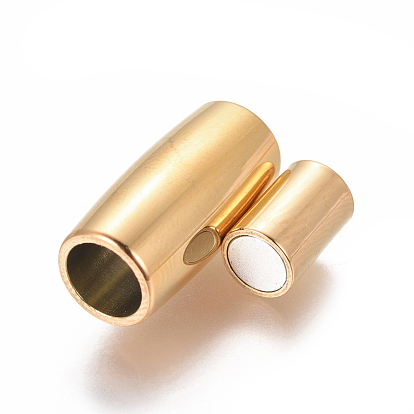 304 Stainless Steel Magnetic Clasps with Glue-in Ends, Ion Plating (IP), Vacuum Plating, Column