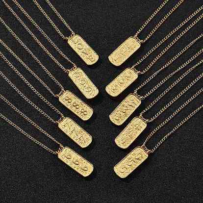 304 ожерелья с прямоугольными цифрами из нержавеющей стали, реальный 18 k позолоченный