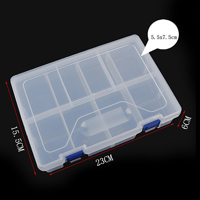 Transparent Plastic Removable Bead Containers, with Lid, Rectangle