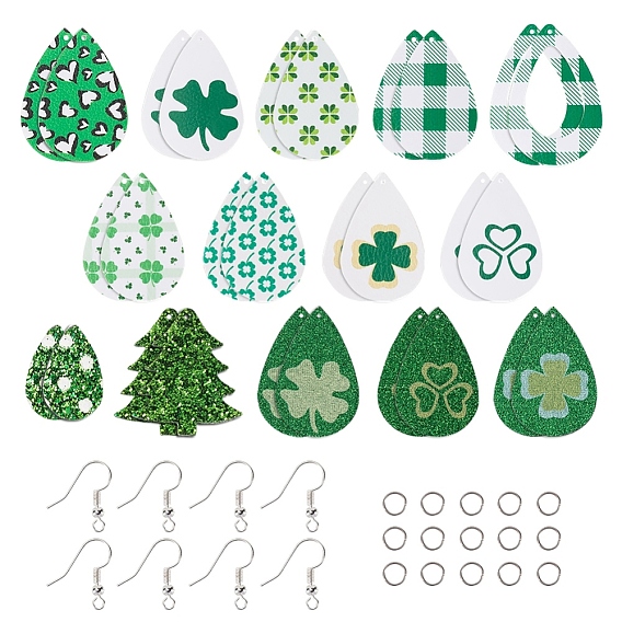 DIY Dangle Earring Making, with PU Leather Big Pendants, Iron Jump Rings and Brass Earring Hooks