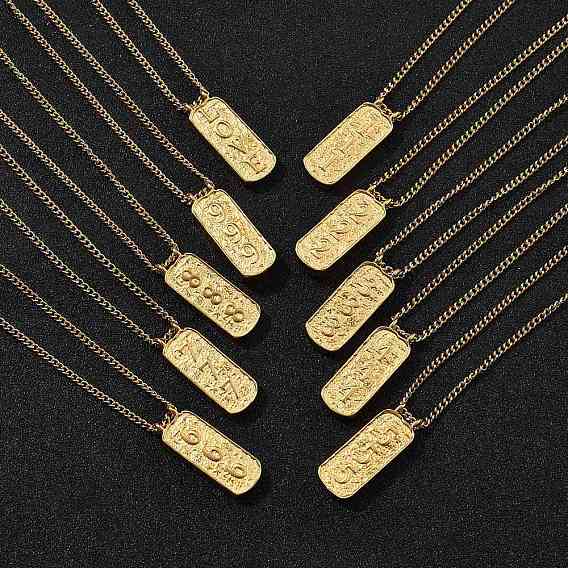 304 ожерелья с прямоугольными цифрами из нержавеющей стали, реальный 18 k позолоченный