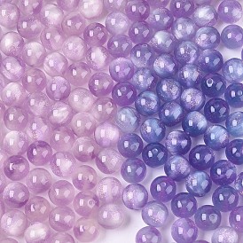 Opaque UV Reactive Beads, Color Changing Beads, Round, with Glitter Powder