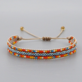 Friendship Loom Pattern Miyuki Seed Beads Bracelets for Women Men, Adjustable Nylon Cord Braided Bead Bracelets