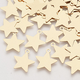 Латунные подвески, гравированные металлические украшения, долговечный, без кадмия, без никеля и без свинца, звезда, штамповка заготовок тегов