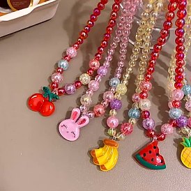Фрукты пластиковые ожерелья и браслеты и серьги и кольца наборы для детей