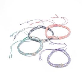 Braided Beaded Bracelets, with Glass Seed Beads, Pearl Bead and Burlap Bags