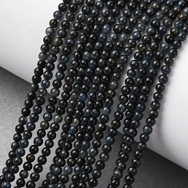 Натуральный голубой тигровый глаз бисер нитей, круглые, окрашенные