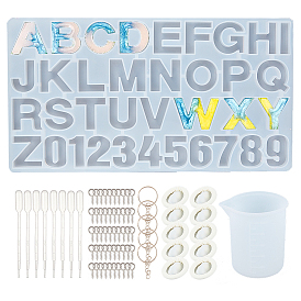 Набор для ключей, с цифрами и буквами силиконовые формы, железные сплит кольца для ключей и винтовые петли, латексные кроватки, пластиковые пипетки, силиконовая мерная чашка