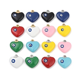 304 нержавеющей стальной эмали подвески, ионное покрытие (ip), сердце с оберегом от сглаза