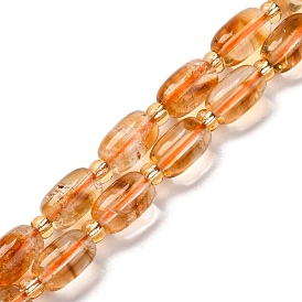 Natural Citrine Beads Strands, Barrel, with Seed Beads