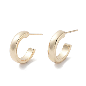 Half Ring Alloy Studs Earrings for Women, with 304 Stainless Steel Pins