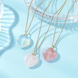 3 шт. 3 стили: подвеска в форме сердца из вишневого кварца, опалита и натурального розового кварца 304 цепочки из нержавеющей стали для женщин