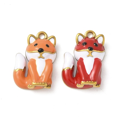 304 нержавеющей стальной эмали подвески, золотые, очарование лисы