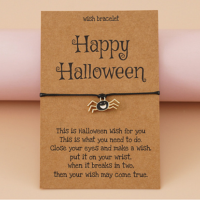 Spooky Skeleton Spider Pendant and Bracelet Set with Dark Spider Card - Unique Halloween Accessories