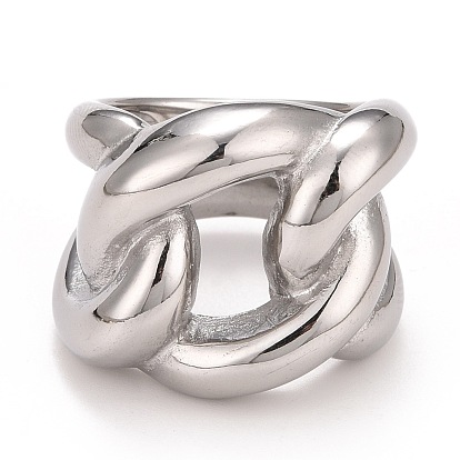 304 Stainless Steel Twist Oval Chunky Ring, Hollow Ring for Women