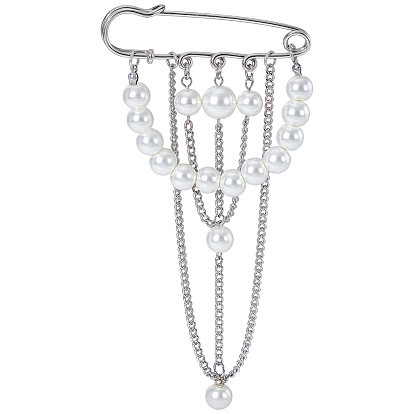 Железная подвесная цепочка-брошь, с жемчужинами из стекла и латунными цепочками