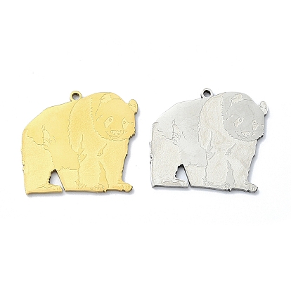 201 Stainless Steel Pendants, Laser Cut, Panda Charm