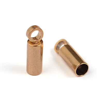 Ion Plating(IP) 304 Stainless Steel Cord Ends, End Caps, Column, 8x2.5mm, Hole: 1.5mm, Inner Diameter: 2mm